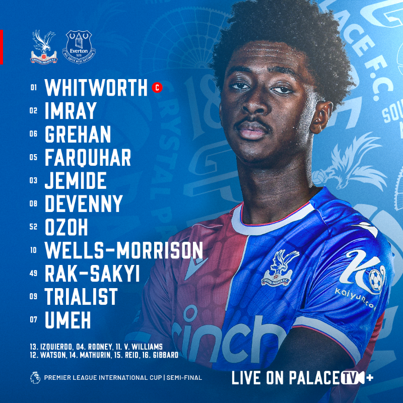 CPFCAcademy's tweet photo. THE PALACE 😤

Tap below to watch LIVE on Palace TV+ (KO: 19:00 BST) 📺

#CPFC | #PLInternationalCup
