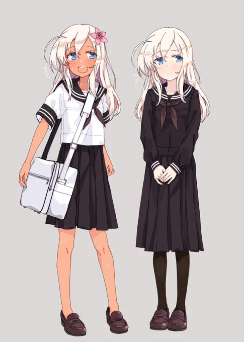 ゆーちゃんの黒タイツをわすれて素足にしちゃってました。冬服で裸足ローファーはえっちすぎます! 