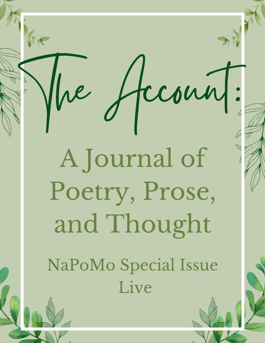 Our National #Poetry Month issue is live. 
Featuring work from <a href="/destinyoshay/">✨🌸 Dr. Destiny O. Birdsong 🌸✨</a> <a href="/rosswhite/">Maybe: Ross White</a> <a href="/JoseHernandezDz/">Jose Hernandez Diaz</a> <a href="/BenKlinePoet/">Ben Kline</a> <a href="/RitaMookerjee/">Dr. Bitch</a> @CdEskilson <a href="/djvorreyer/">Donna Vorreyer</a> &amp; more. 

theaccountmagazine.com