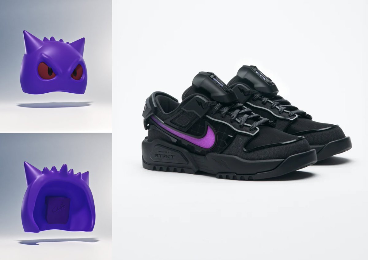 CainBd's tweet image. With the @RTFKT dunks shipping soon

I started sculpting mod ideas 

First is Gengar inspired too pair with the Voids 🔮