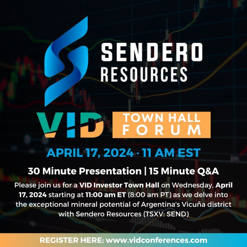 Client | Join Executive Chairman Michael Wood on April 17 as he delves into the exceptional mineral potential of Argentina's Vicuña district with @SenderoRes (TSXV: SEND).

Register to join: bigmarker.com/vid-conference…

#ad #sponsoredcontent
