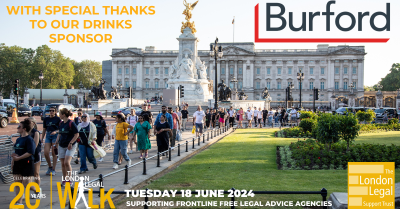 We are delighted to have @BurfordCapital sponsoring thousands of drinks tokens for the London #LegalWalk street party celebration. Burford is the institutional quality finance firm with capacity to address virtually any litigation finance need #20YearsOfJustice