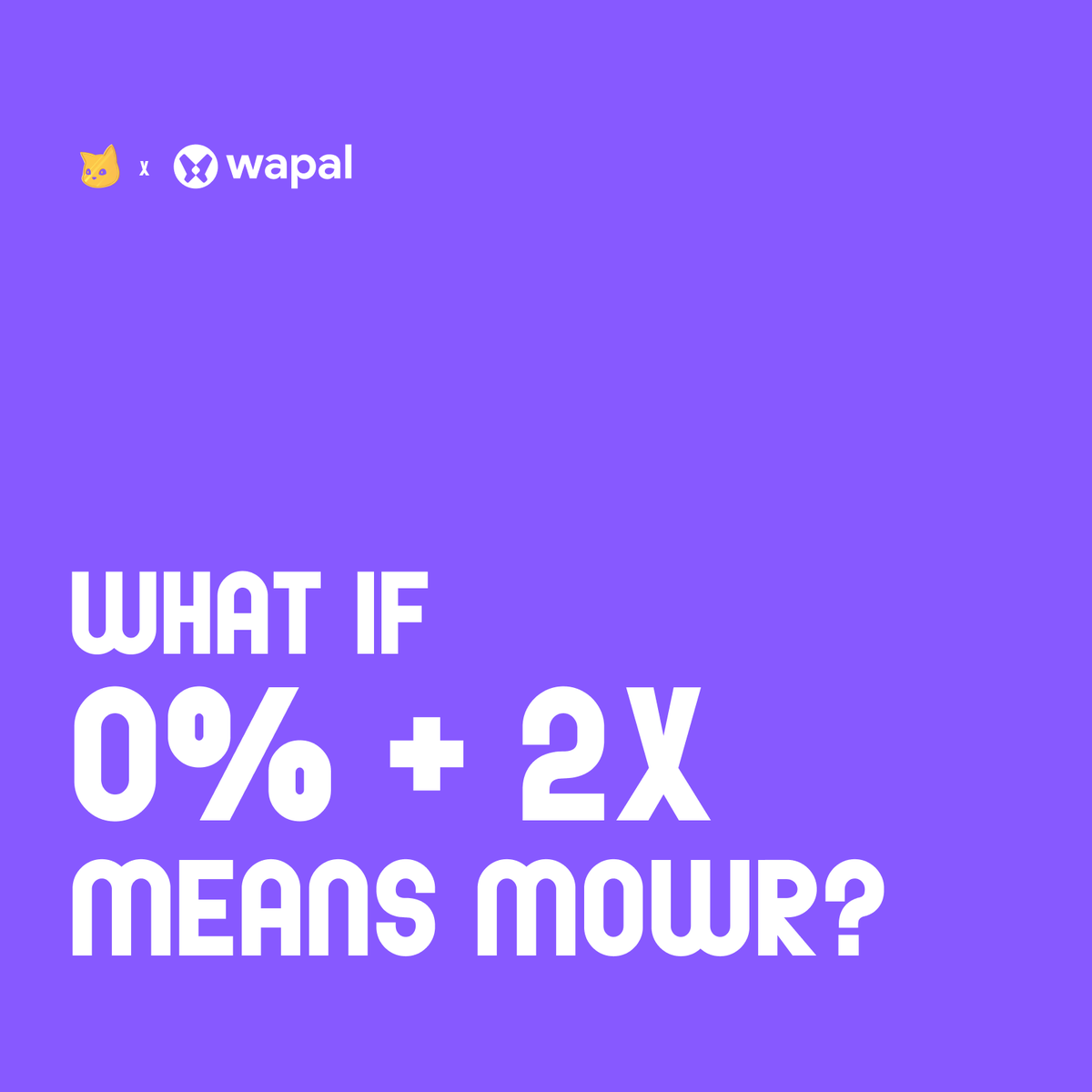 zaaptos's tweet photo. 0% + 2x means MORE 🙀

The @wapal_official bros are in the kitchen, and they'll serve something hot soon ♨️

RT + keep an eye on this space https://t.co/bjoBjVPNS3