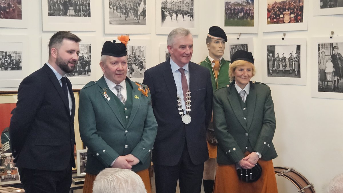 corkcolibrary's tweet photo. #MallowLibrary were delighted to host the launch of an exhibition to mark 100 years of the Thomas Davis Pipe Band. This exhibition is running until next Tuesday, April 24th and features photos and other fantastic memorabilia. https://t.co/LPUGjtca0y
