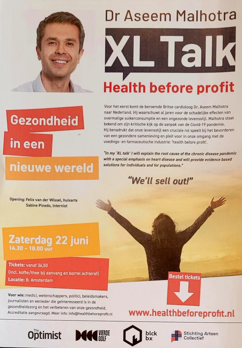 Cardioloog Dr. Aseem Malhotra komt naar Nederland. Op zaterdagmiddag 22 juni spreekt hij in Amsterdam over het bevorderen van een gezondere samenleving. ‘Health before profit’