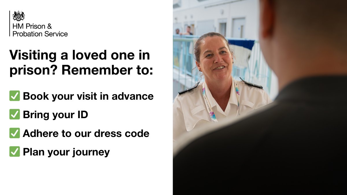 HmpRanby's tweet photo. We know the importance of visiting a loved one in prison, it helps to strengthen and maintain a bond which is vital for reducing reoffending.

We want to ensure you have a smooth visit, so check out these reminders and visit our page for more information⬇️
https://t.co/UjMJKgmoad https://t.co/oGzZtcXIyH