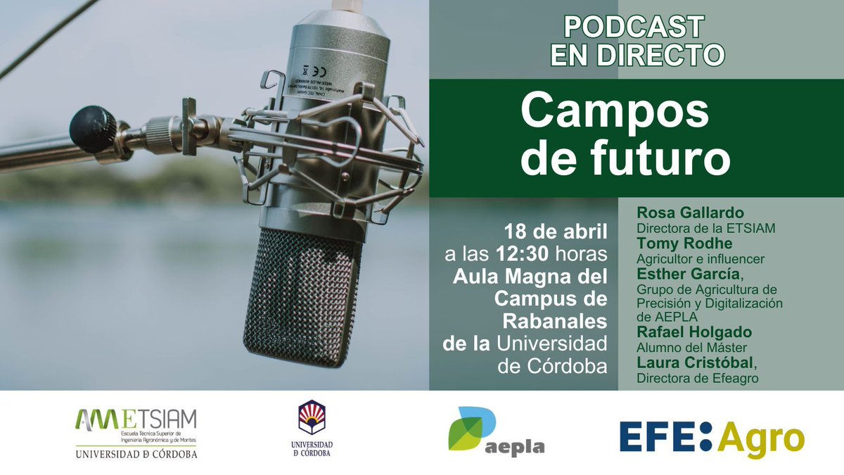 🔝 Esther García Montero, Regulatory Leader de @CortevaES estará en el podcast 'Punto de Encuentro', de @Efeagro y la @ETSIAMCordoba como representante de @aepla_asoc para hablar del futuro de la agricultura. ¡Síguelo en las RRSS de EfeAgro! 🗓️ 18/04 ⏰ 12:30 #SinTiNoSoyNada