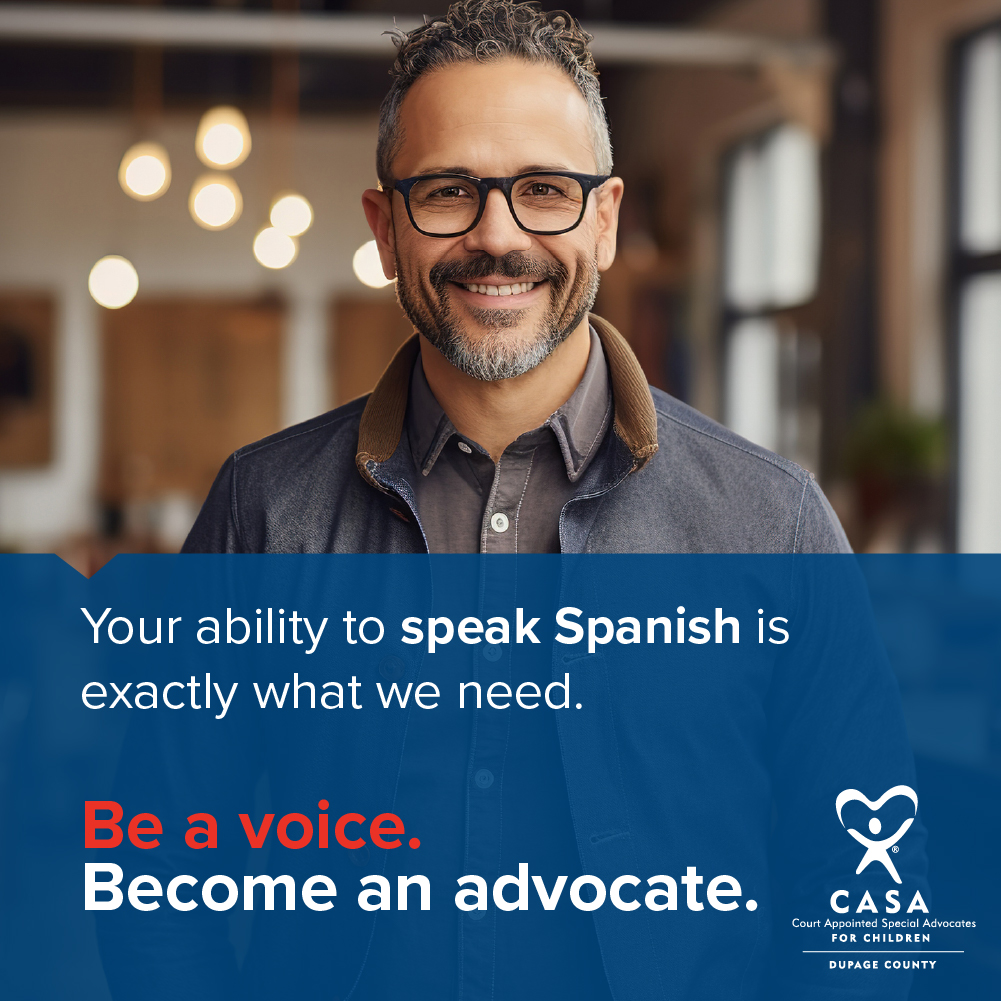 CASAofDuPage's tweet photo. If you’re a Spanish speaker and want to help kids in your county, consider becoming an advocate: https://t.co/NiEmm3F8m0

#volunteer #advocacy #CASA #spanish #getinvolved #community https://t.co/pxWvmE8eeF