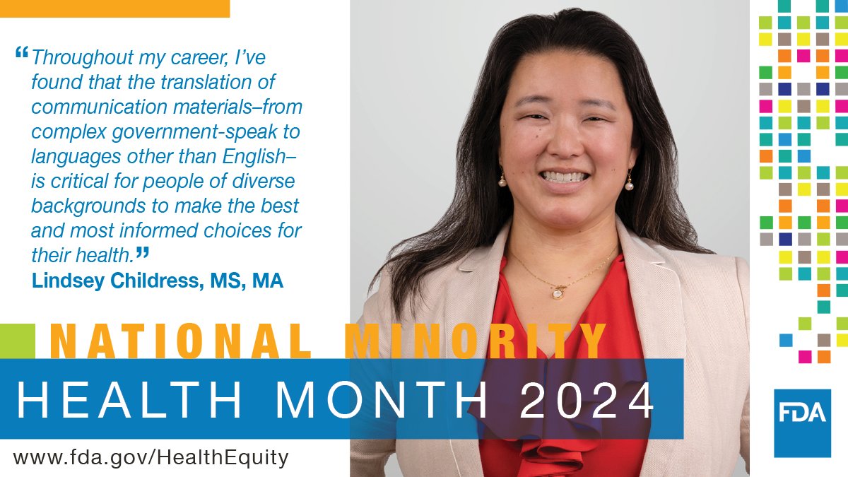 This National Minority Health Month, we are spotlighting members of the @FDAHealthEquity team. Meet Lindsey Childress! For her, effective health communication is a top priority. #NMHM2024 #HealthEquity