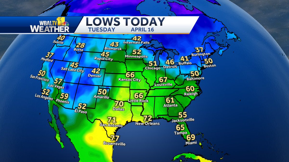 Here's a look at observed low temperatures across the Lower 48 this morning.