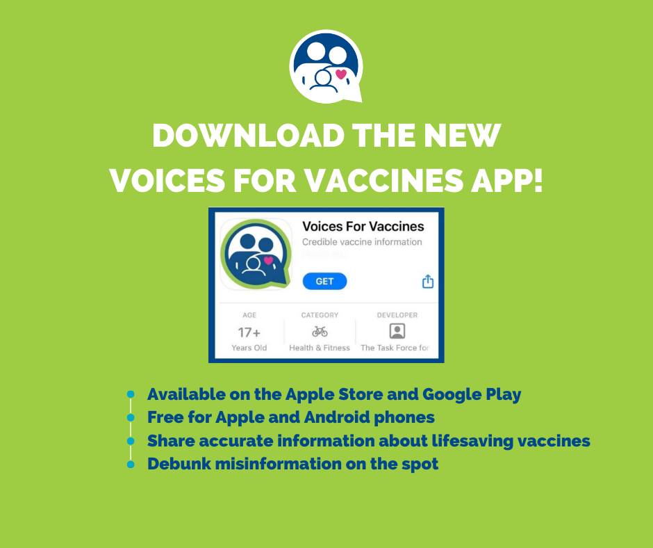 Have you downloaded the @Voices4Vaccines app? It's a great resource for how to start a vaccine conversation or debunk misinformation. They are bringing you credible, science-based vaccine information you can trust. Download today: apple.co/4aMSpgg