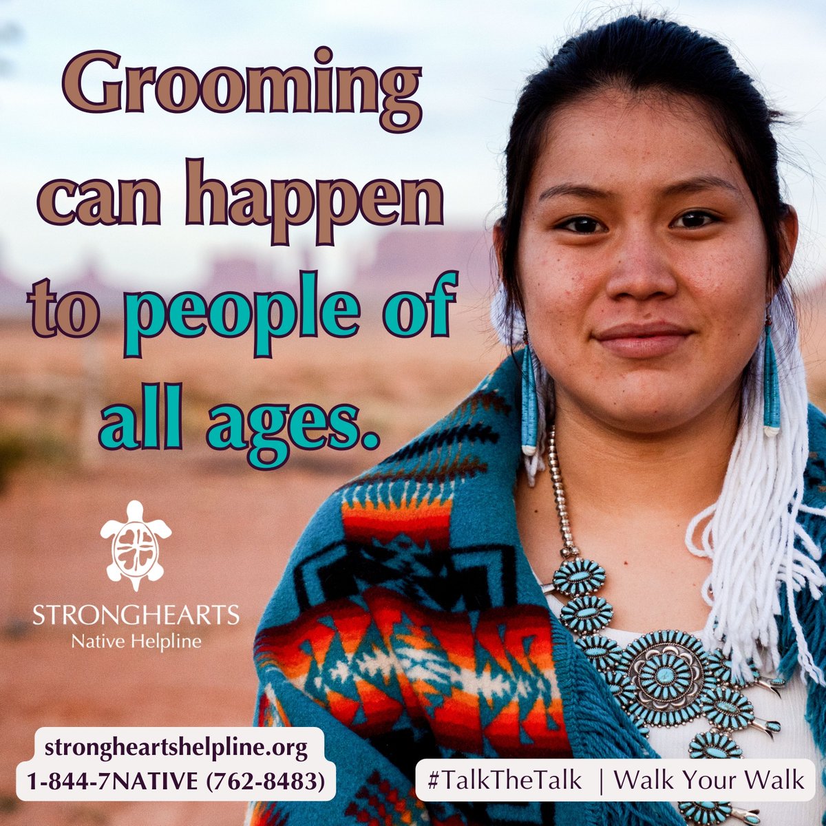 One common tool perpetrators of sexual assault use is grooming. While these tactics are used most often against younger kids, teens and vulnerable adults are also at risk. Learn more at bit.ly/3VaissR strongheartshelpline.org 1-844-7NATIVE (762-8483) #TalkTheTalk