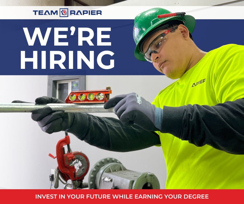 Are you a seasoned apprentice looking to gain more experience? 🧑‍🎓 With RAPIER you have the opportunity to learn a trade from our Master Electricians while applying our tuition reimbursement program towards your academics. Apply now! bit.ly/Apply-Now-RAPI… #EngineeringStudent