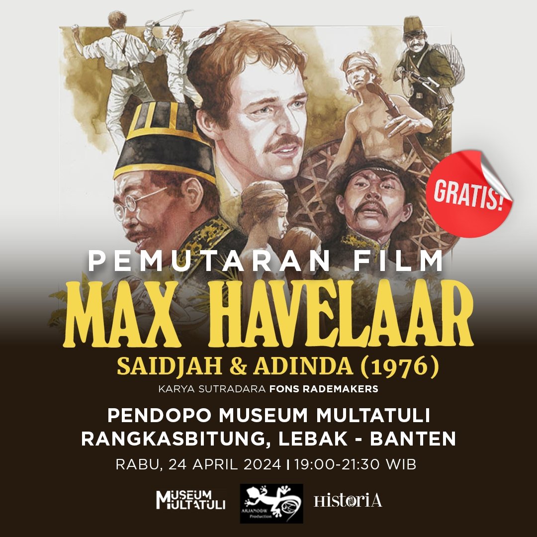 bonnietriyana's tweet photo. Rezim Orde Baru pernah melarang peredaran film ini.  Kini 48 tahun setelah pelarangannya, @MultatuliMuseum akan memutar film ini lengkap dengan terjemahan bahasa Indonesia (subtitle). Fons Rademakker Jr., anak sutradara film ini juga akan hadir dalam acara nobar Rabu, 24 April. https://t.co/FrBISgsYsU