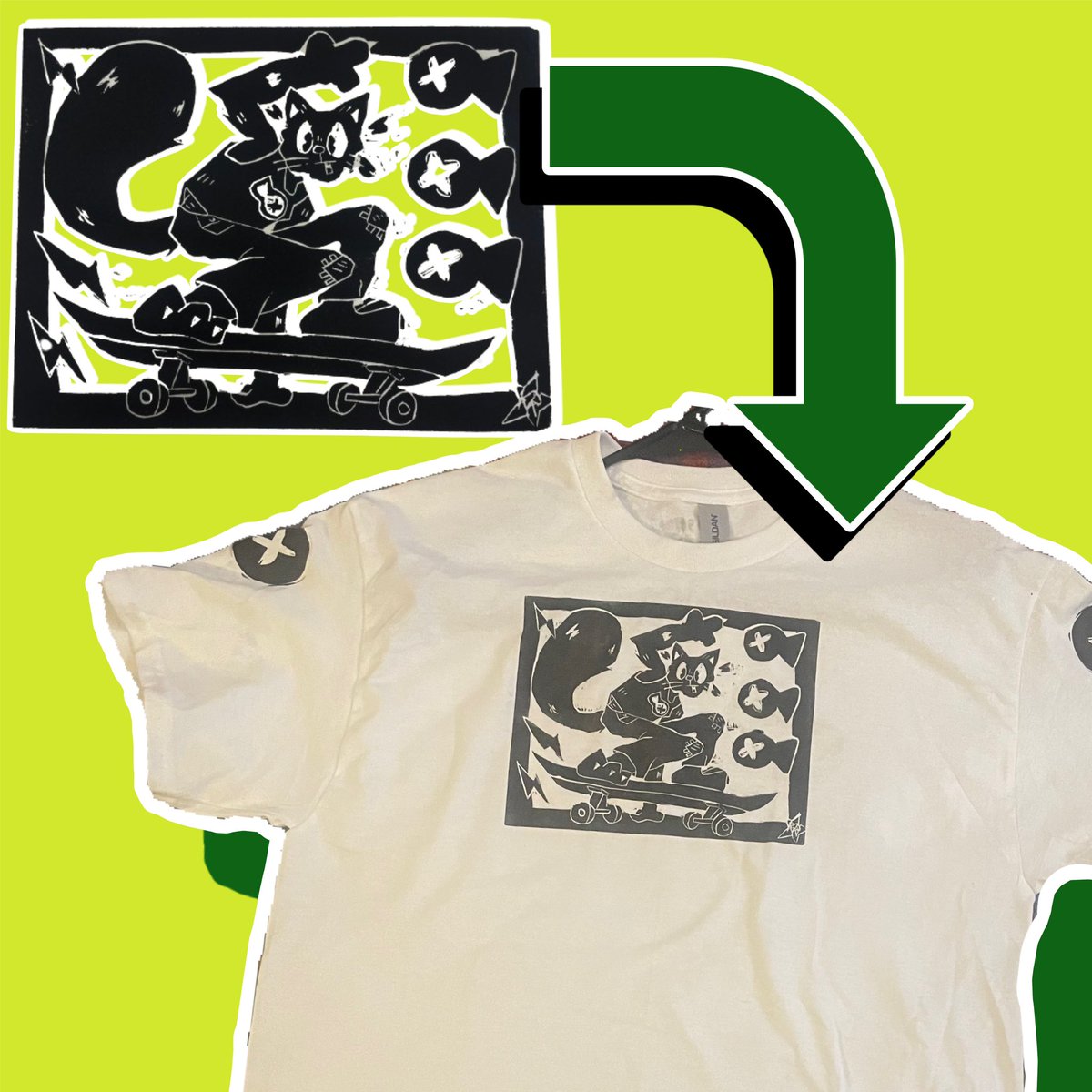 bugheadprints's tweet image. Check out my new shirts on my Etsy!! 🐈‍⬛🛹
#linoleum #printmaking #cat #cats #skateboard