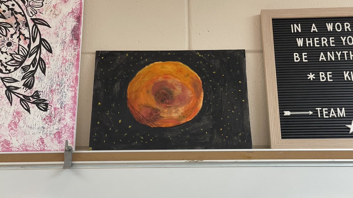So excited that a student created this beautiful painting of Mars for me! Earth Science is awesome! @Weststarcenter @ISD112 #ScienceRocks