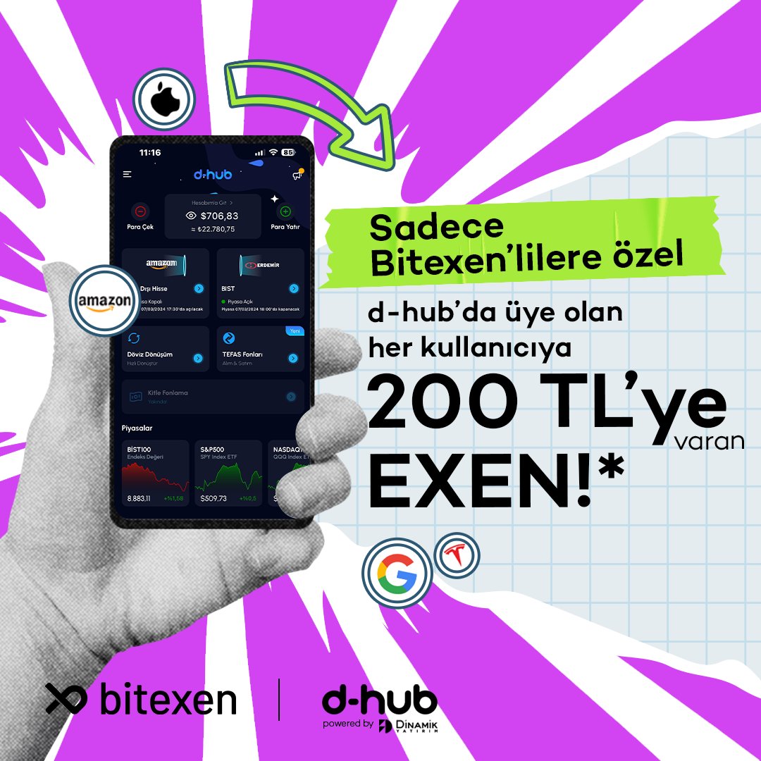 100 Puan Seni Bekliyor💙 Beğen, Takip Et, Kazan !

X hesabını Bitexen hesabınla eşleştir,
@bitexencom ve @dhub_app  takip et, bu gönderiyi beğen, 100 puanı kap !

#dhub ile 200 TL'ye Varan EXEN Hediye! Bitexen uygulaması üzerinden kampanya görseline tıklayarak d-hub'a ilk defa…