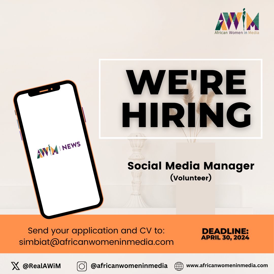 Volunteer Social Media Manager Wanted at AWiM🌟 💡 Do you excel at social media strategy? 📱 Can you craft engaging content? 📊 Are you a pro at analytics? Join AWiM and make an impact! Apply now here: awimnews.com/vacancy-social… #VolunteerOpportunity #SocialMediaManager…