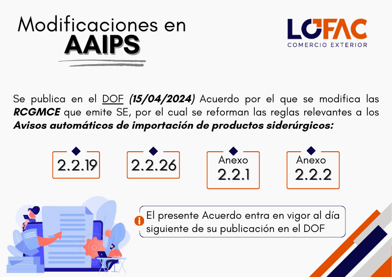 📃🧐 #AAIPS #RGCE #secretariadeeconomia #DOF #importación #siderurgico #ComercioExterior #Lofac