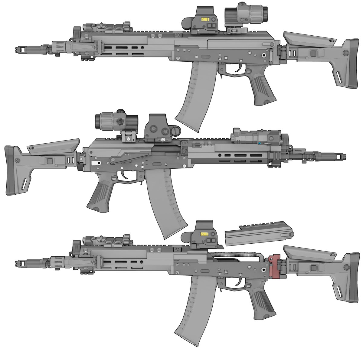 Notional AK-12/15/19 chassis with 1913 folding ACR adapter concept.