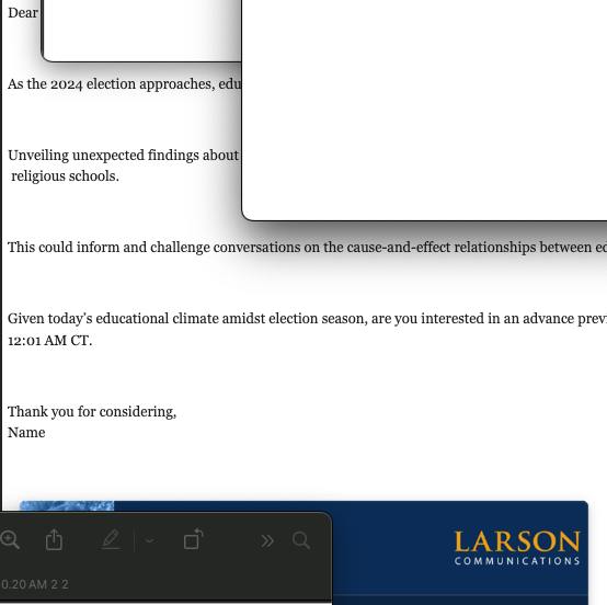 Is this the new normal in #EdPolicy & #EdResearch???  
I was forwarded an advanced copy of a pro- #SchoolVoucher study, where the authors appear to have hired a PR firm to promote their claims to reporters. Interesting as far as research uptake...