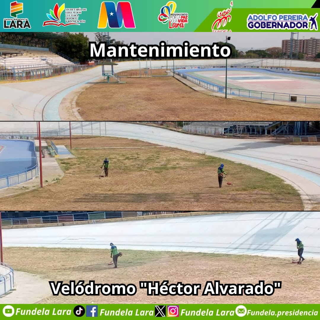 #16Abr | El equipo se despliega en la pista de ciclismo del Velódromo 'Héctor Alvarado', realizando desmalezado en áreas verdes, como garantía de limpieza y orden en la instalación. #FundelaEnMovimiento @NicolasMaduro @AdolfoP_Oficial @Miguelangel_gch