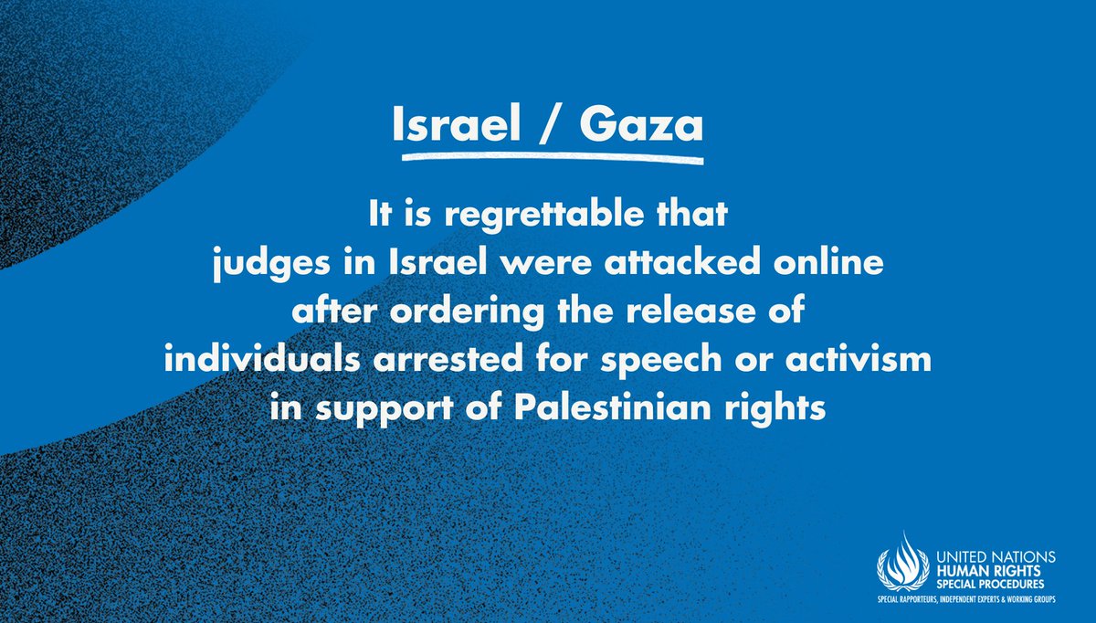 UN experts condemn the destruction of judicial infrastructure in #Gaza including the Palestine Bar Association HQ and court buildings; call for protection of judges and lawyers in #Israel ohchr.org/en/press-relea…