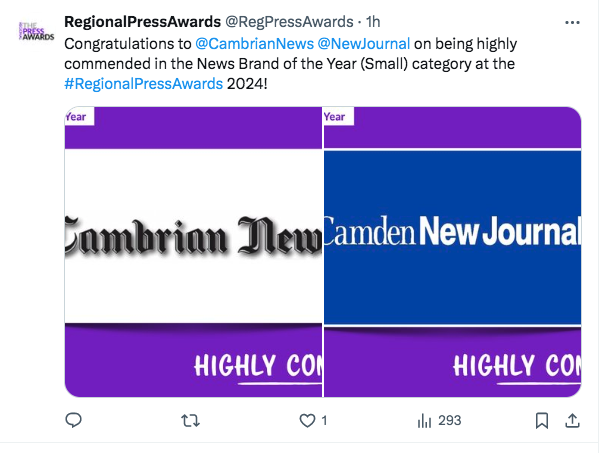 Tickets to the press awards are bit expensive for us these days, but it's nice we got a mention at the big do in London today. Proud of everybody who keeps the CNJ on the streets each week. You might not realise it now, but you'll miss local papers when they're gone.🍺