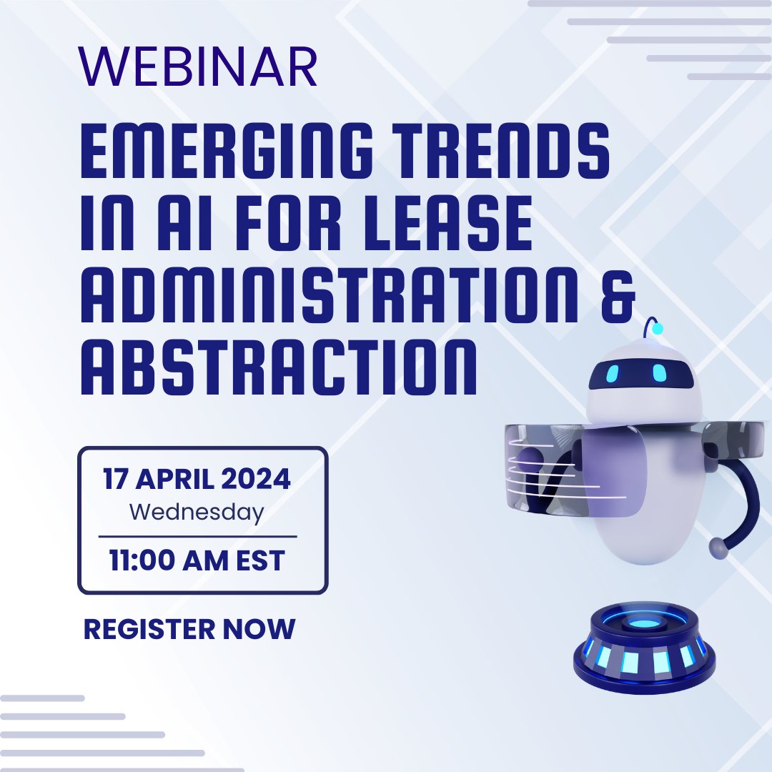 Curious about how AI can revolutionize lease abstraction? Save the date for our webinar on April 17th at 11:00 AM EST! Learn from industry experts & gain practical insights. Register now: \nhttps://streamyard.com/watch/pQNJ6BY74sX4\n\n#LeaseAbstraction #LeaseAdministration