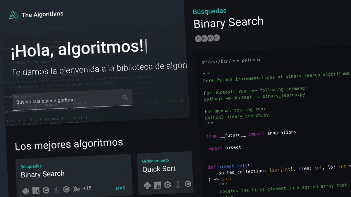 Aprende ALGORITMOS en Programación. Encima gratis, en español y con código real. Python, JavaScript, C, C++, Java y muchos más: → the-algorithms․com