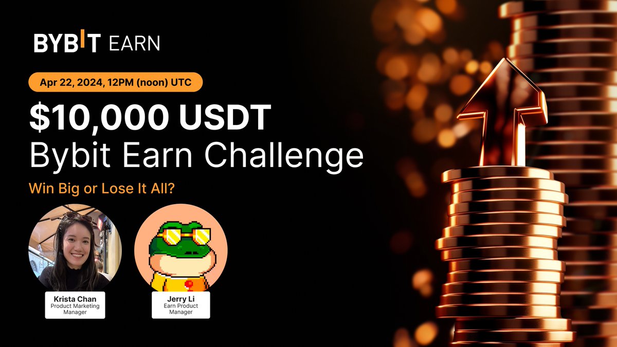 📺 Tune in to the Bybit Earn Challenge livestream to see Jerry in action! 📆 Streaming on Apr 22, 2024, 12PM (noon) UTC 📝 Share the 1,000 USDT prize pool when you ace our quiz From now till Apr 29, 2024, 12PM (noon) UTC Find out more here: i.bybit.com/ab1DoXdT