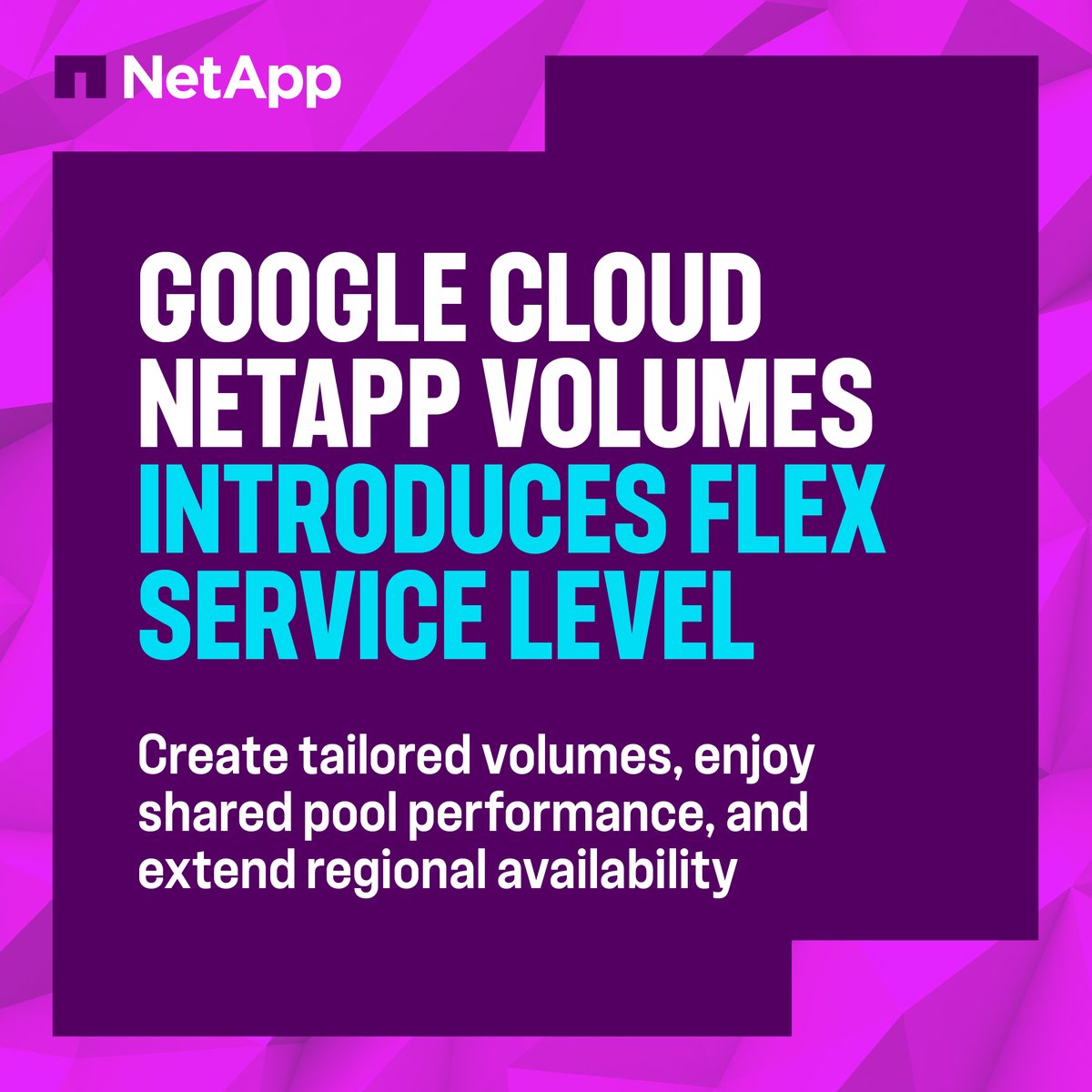 NEW Google Cloud NetApp Volumes FLEX service level is in public preview! Now you can: ✅ Tailor volumes from 1GiB to 100TiB ✅ Share performance up to 1GiB/s ✅ Secure your data’s availability in 15 @googlecloud regions Seamless storage starts here: ntap.com/3VZ8NWL