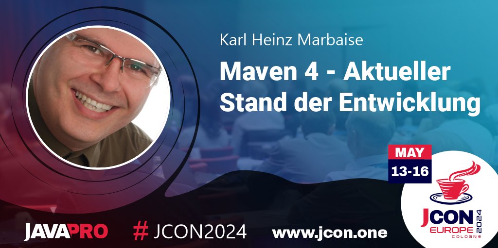 Excited for #JCON EUROPE 2024? See @khmarbaise at #JCON2024 in Cologne talking about 'Maven 4 - Aktueller Stand der Entwicklung' Es gibt schon eine Apache #Maven Version 4.0.0 (ja aktuell noch in Alpha 9) Stadium (zum … Get your free #JUG Ticket: jcon.one