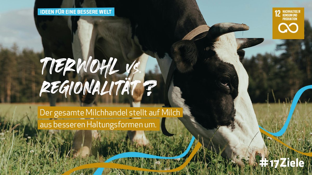 Die vierstufige Kennzeichnung der Haltungsform, die man bereits von Fleisch kennt, gibt es nun in allen deutschen Supermärkten für #Milch. Damit richten die Bauern ihre Ställe und die Produktion der Milch mehr auf das Wohl der 🐄. #17Ziele Mehr Infos 👉 t1p.de/5q25o