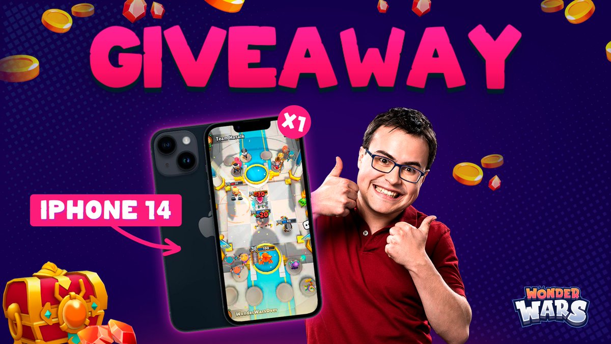We are giving away an iPhone14 🚀

Big things are coming to Wonder Wars and we want to celebrate!! 🎉

To participate:

 ✅RT and LIKE this post

 ✅Follow <a href="/WonderWarsGame/">Wonder Wars</a> &amp; <a href="/Alvaro845/">Alvaro845</a>

 ✅Tag two friends in the comments.

Let’s go!!! 🥳