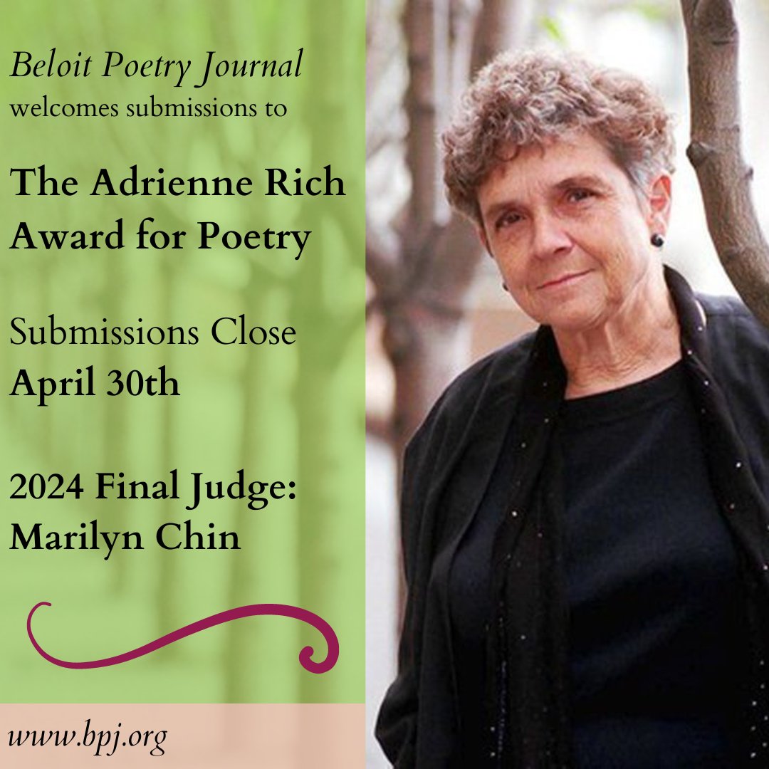 A couple more weeks to polish your fabulous poems and submit them to the 2024 Adrienne Rich Award! As always, the BPJ offers a fee-free option if the reading fee presents a hardship. You know what to do! More info at bpj.org/submit/rich-aw…