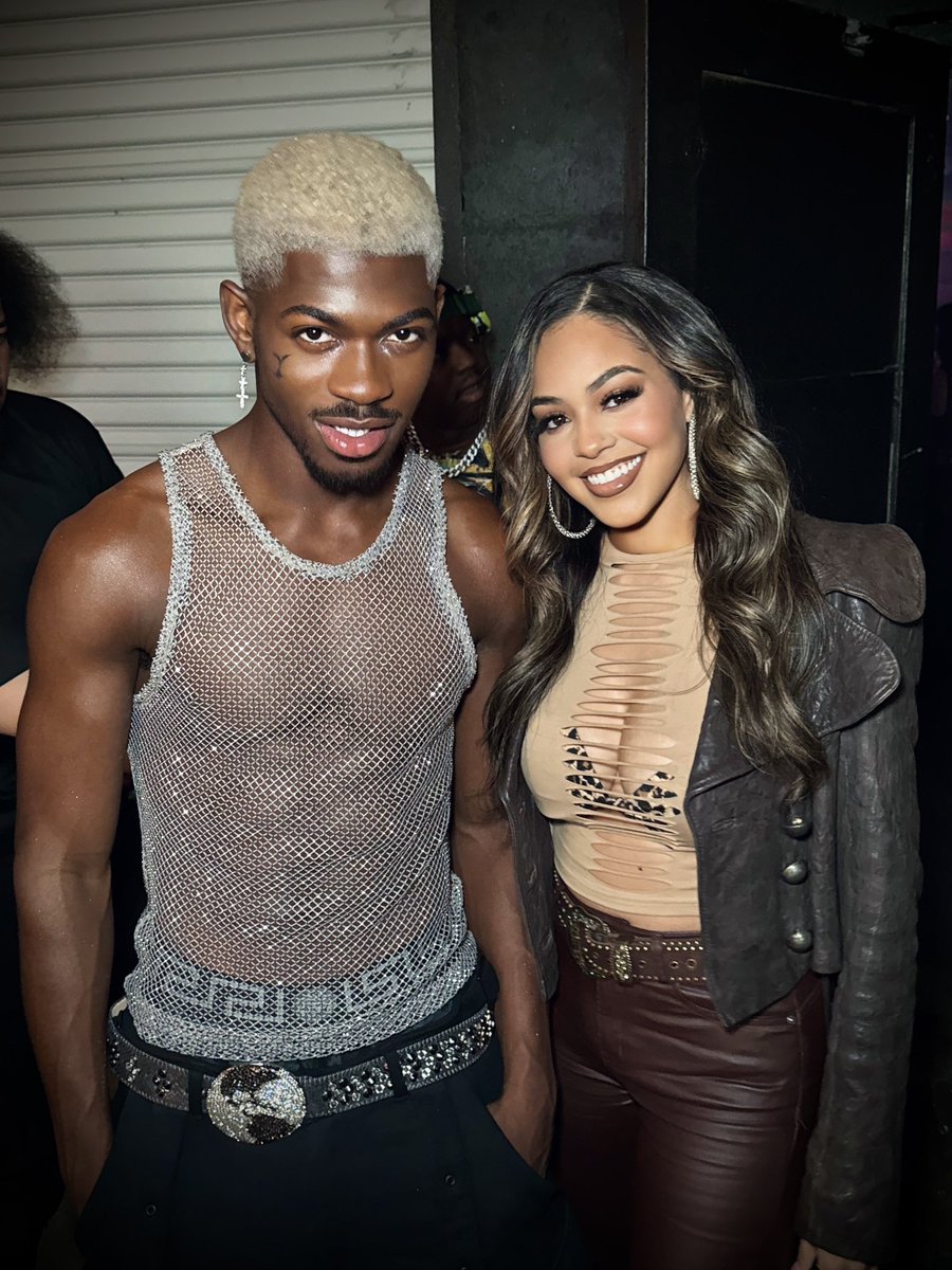 Lil Nas X and <a href="/thenameisJADE/">JADE</a> in a new photo on the set of his music video shoot. 🤍