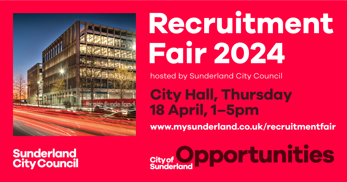 Recruitment Fair to Showcase Sunderland Opportunities 📍 City Hall, Thursday 18 April 1-5pm Free and open to anyone interested in gaining an apprenticeship, a new job, work experience or a T-levels placement within a wide range of sectors. Read more 👇🏼 orlo.uk/8bfIF