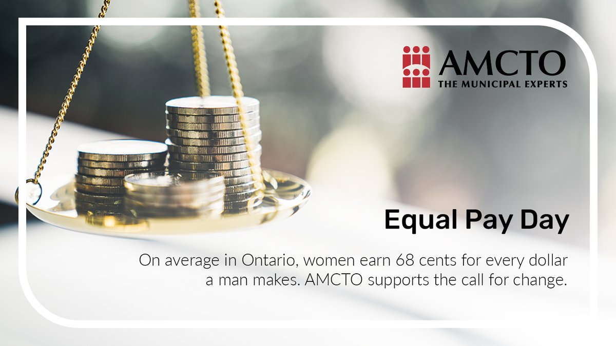 Today is #EqualPayDay in Ontario - at AMCTO we support the call for equal pay. Let's work together to close the gender pay gap - check out these great resources and advocacy tools from @EqualPayON to learn more: ow.ly/x61H50RfiWt