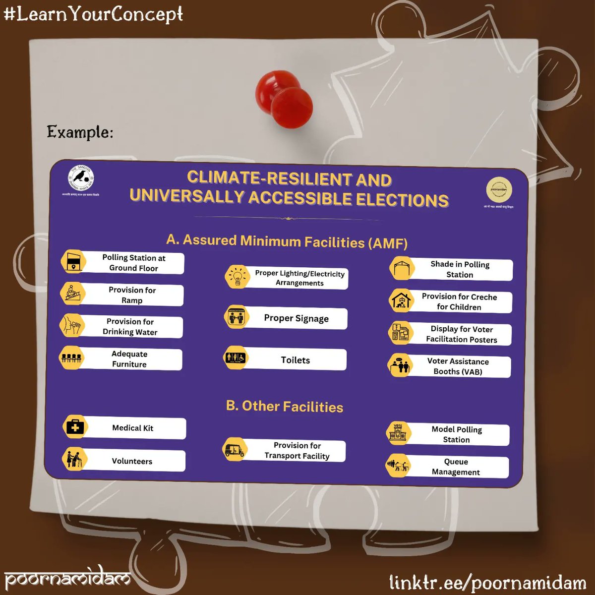 poornam_idam's tweet image. #LearnYourConcept Series🧵

Assured Minimum Facility (AMF) [सुनिश्चित न्यूनतम सुविधाएं/హామీ ఇవ్వబడిన కనీస సౌకర్యాలు] — @ECISVEEP has directed that every District Election Officer has to assure provision of the basic minimum voter friendly facilities and amenities...

#RightToVote