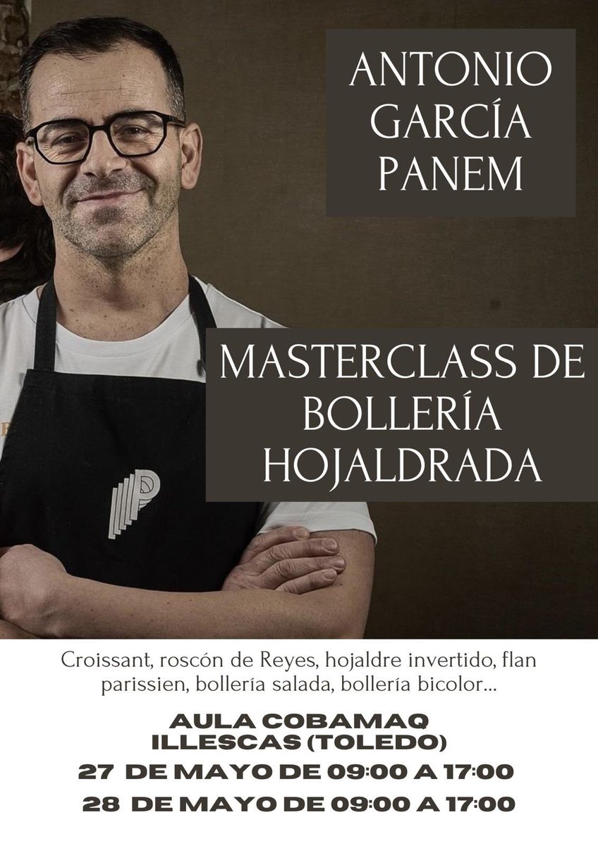 Una nueva oportunidad de disfrutar de las clases magistrales de António Garcia de <a href="/Panem_madrid/">PANEM</a> en nuestro @aulacobamaq #masterdepanaderia #mastesdepasteleria