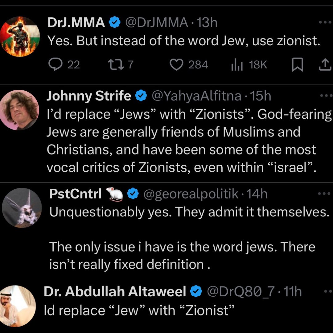 They will say it’s not Anti-Semitism, just Anti-Zionism. But it only took one tweet to reveal their true faces.