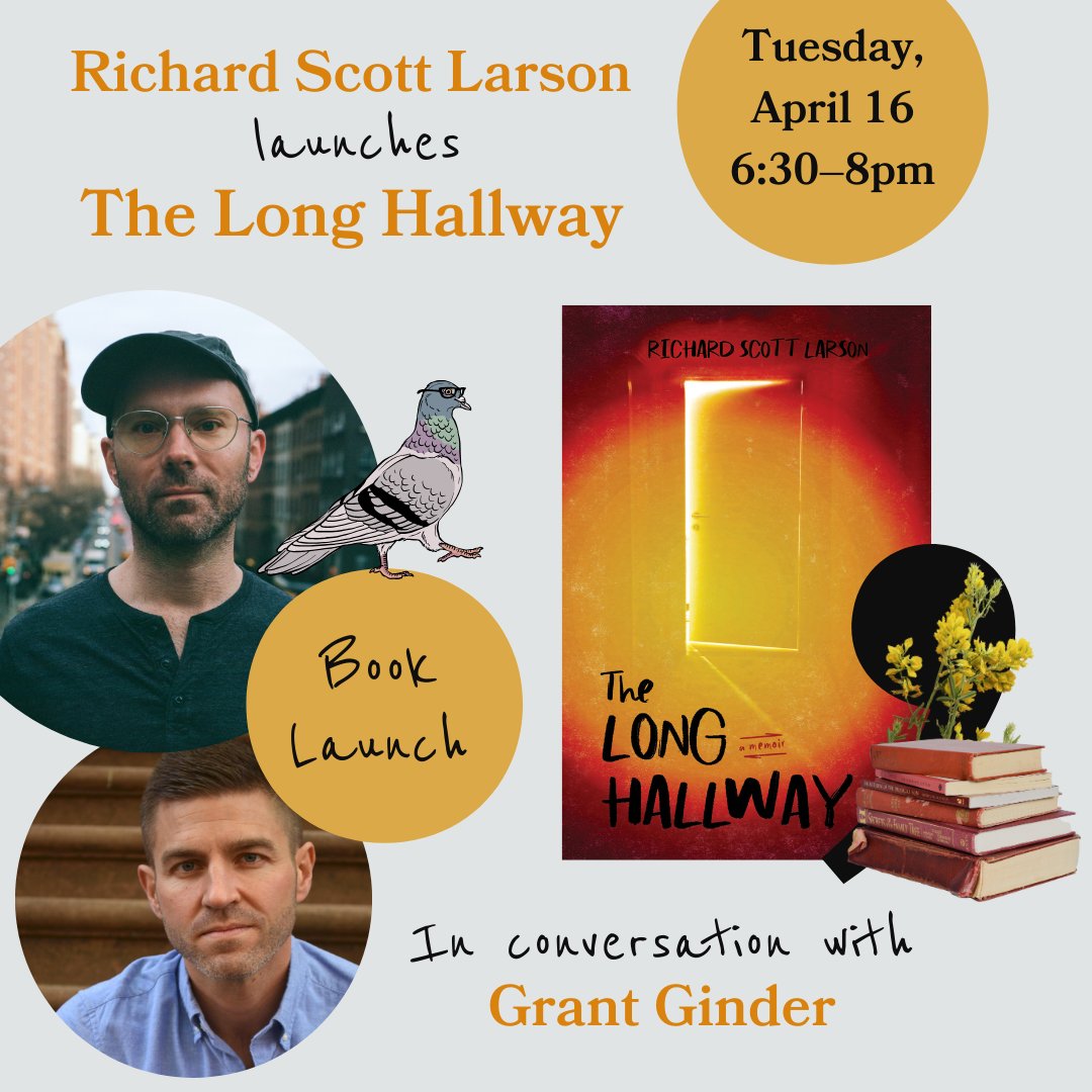 If you're out and about in Brooklyn tonight, we hope you'll join us at Lofty Pigeon Books for the launch event; @larsonrichard will be in conversation with @grantginder! 6:30 PM.