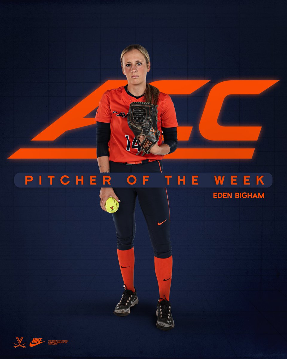 Congrats to Eden Bigham on another ACC Pitcher of the Week honor! #GoHoos | #OnTheRise | #HoosNext