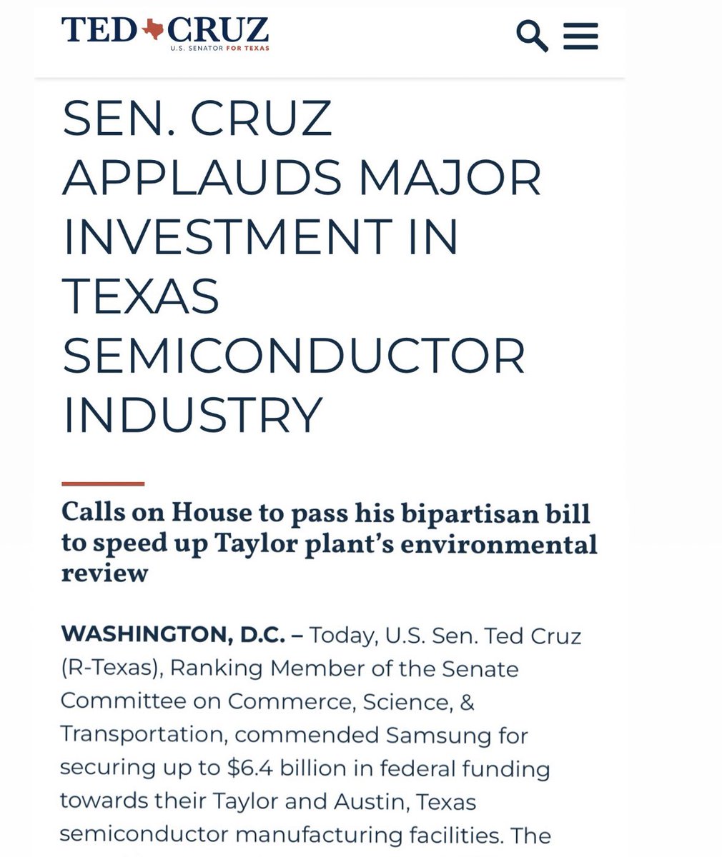 Ted Cruz voted against the bill funding the “major investment” he’s applauding.