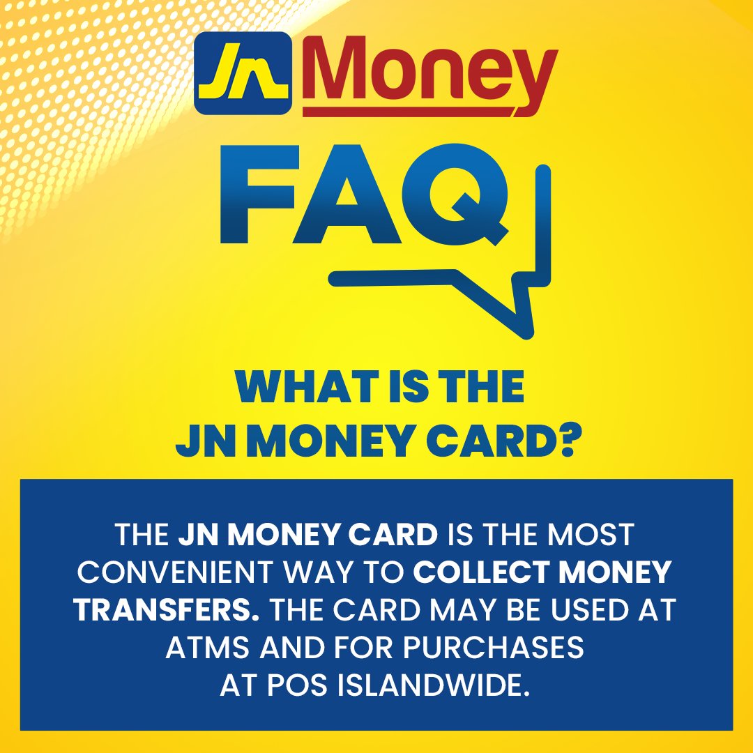 The JN Money card is the most convenient way to collect your money transfers. The card may be used at ATMs and at Point of Sale machines island-wide!

#JNMoneyCard #Remittances #MoneyTransfer