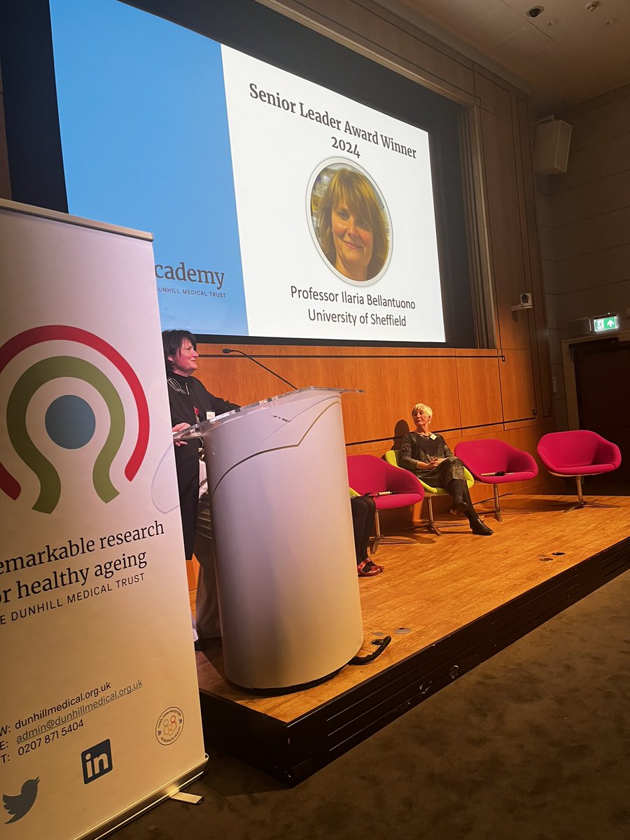 Delighted to announce the winner of the inaugural DMT Academy Excellence (Senior Leader) Award is Professor Ilaria Bellantuono @IBellantuono of <a href="/sheffielduni/">The University of Sheffield</a> #investorsinhealthyageing Congratulations Ilaria !
