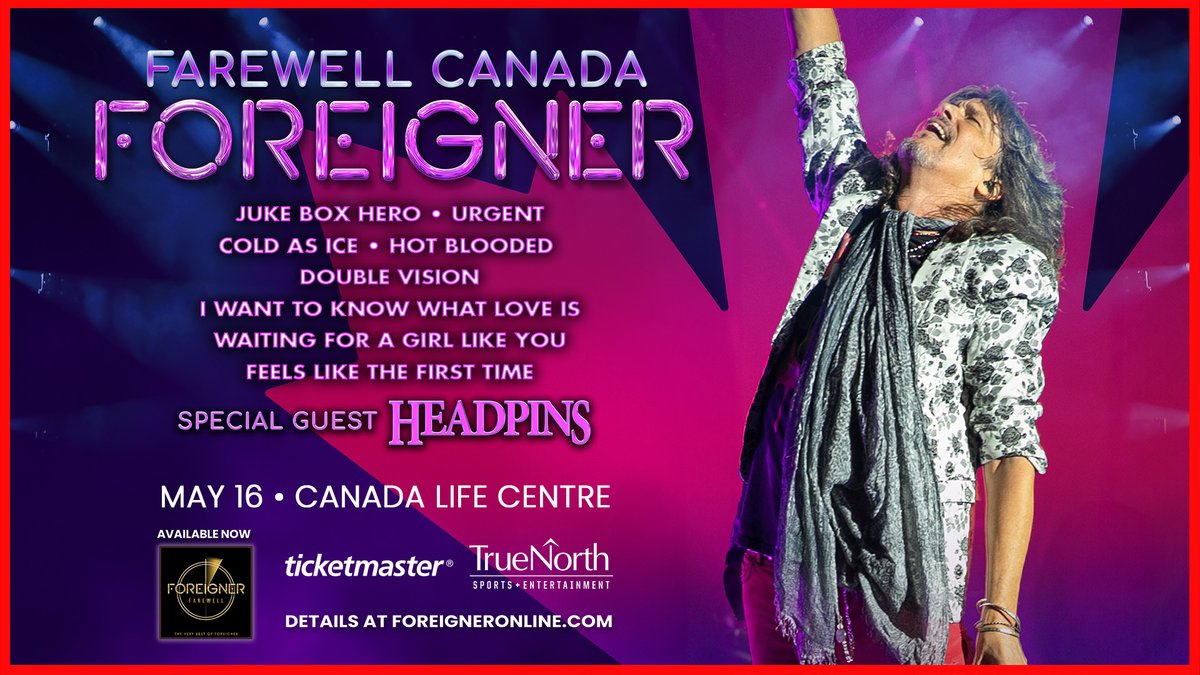 Great seats just released for Foreigner at Canada Life Centre on May 16! Don't wait get your tickets now!! 🎟️ bit.ly/3UubzSN