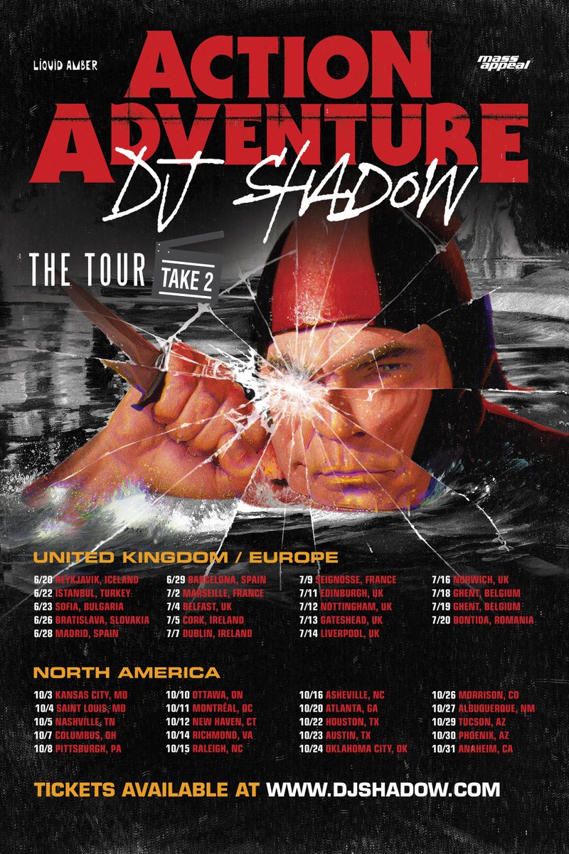 Announcing the DJ Shadow 'Action Adventure Tour,' Take TWO! Due to overwhelming demand, we're setting sail to new destinations...and a few encores! Presale starts tomorrow, April 17th at 10am local time, and general onsale is Friday, April 19th at 10am local time.