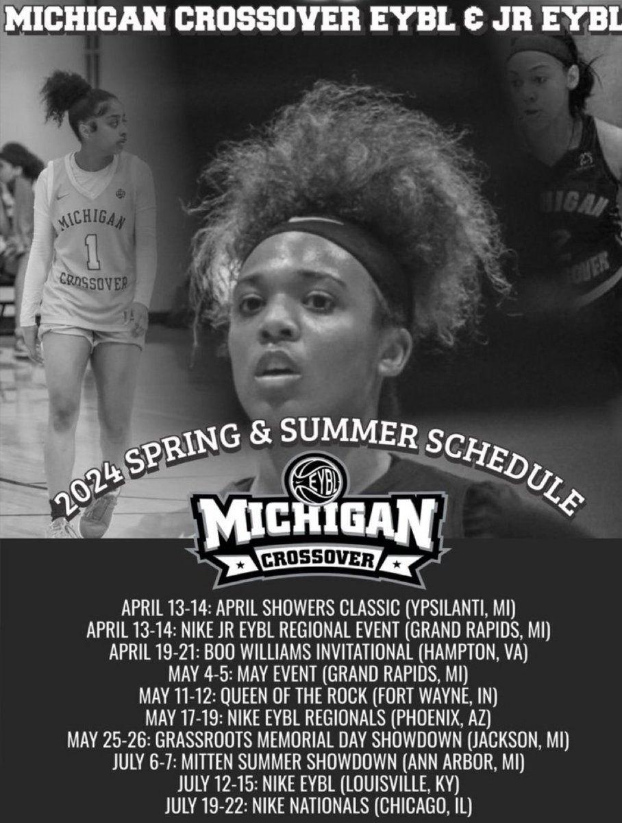 Check out my 16U Michigan Crossover EYBL schedule this season. Can’t wait for Boo Williams this weekend!!